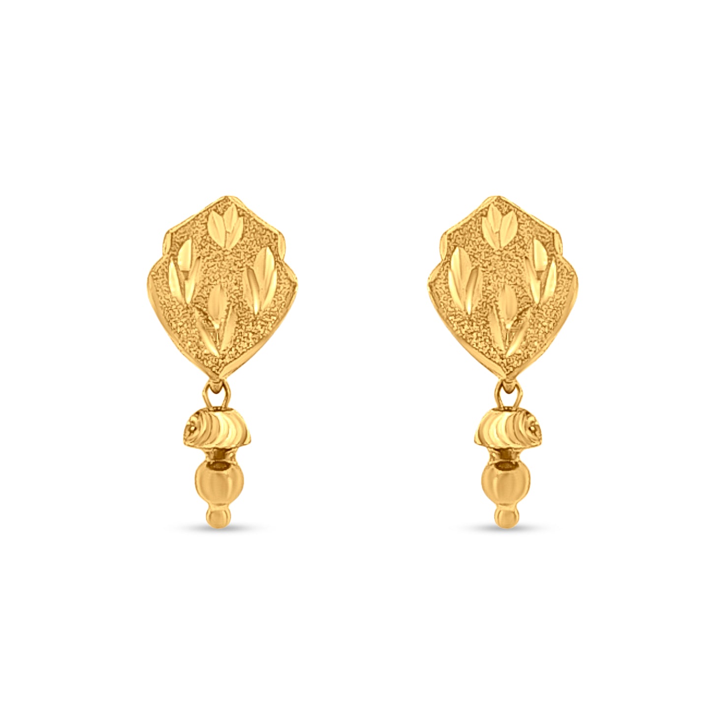 Suvarna Kanchi: 22K Yellow Gold Designer Drop Pendant and Earring Set