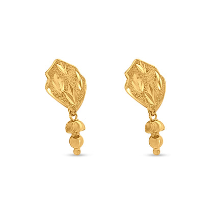 Suvarna Kanchi: 22K Yellow Gold Designer Drop Pendant and Earring Set