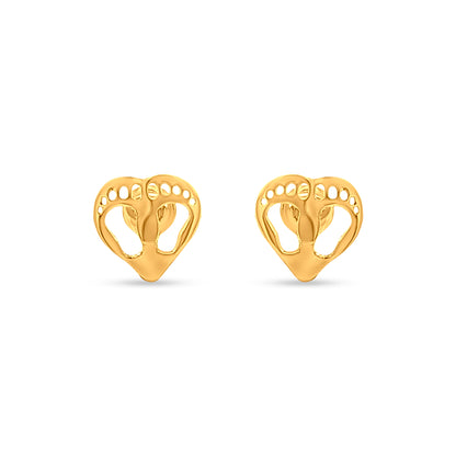 22K Yellow Gold Baby Foot Heart Pendant and Earring Set