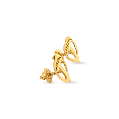 22K Yellow Gold Baby Foot Heart Pendant and Earring Set