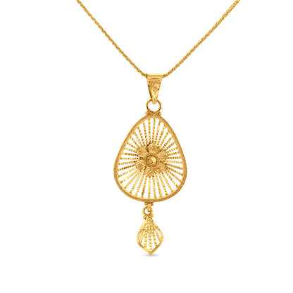 Divya Abharana: 22K Yellow Gold Stunning Charm Pendant and Earrings Set