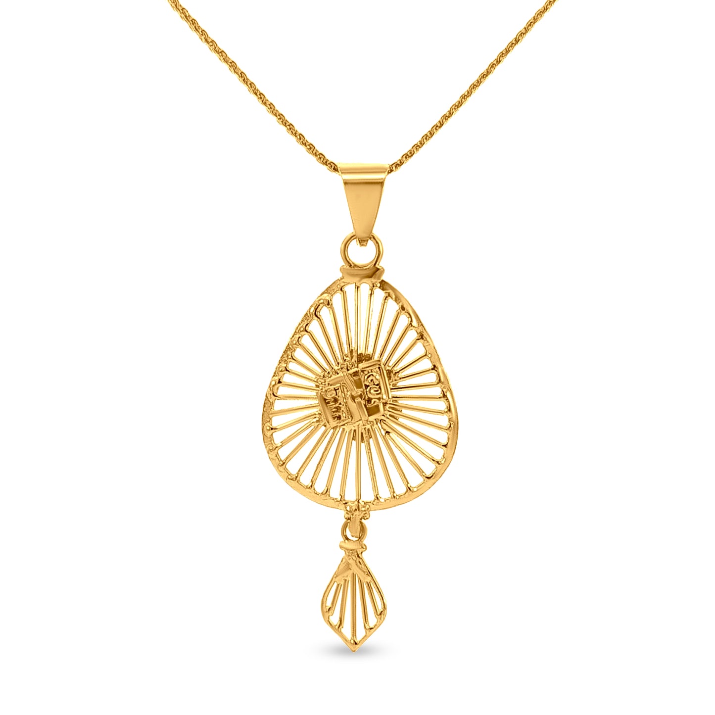 Divya Abharana: 22K Yellow Gold Stunning Charm Pendant and Earrings Set