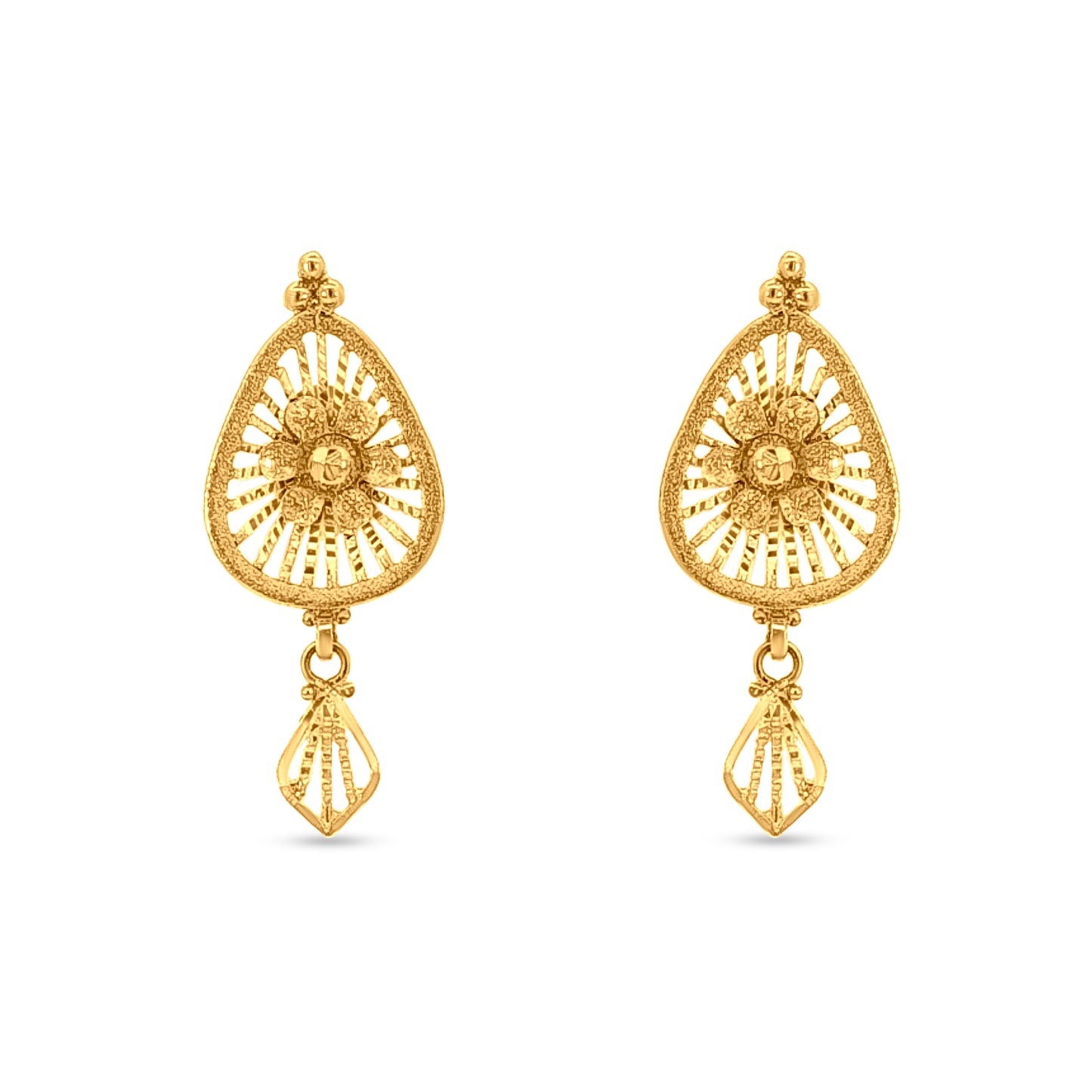Divya Abharana: 22K Yellow Gold Stunning Charm Pendant and Earrings Set