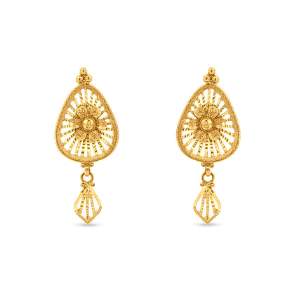 Divya Abharana: 22K Yellow Gold Stunning Charm Pendant and Earrings Set