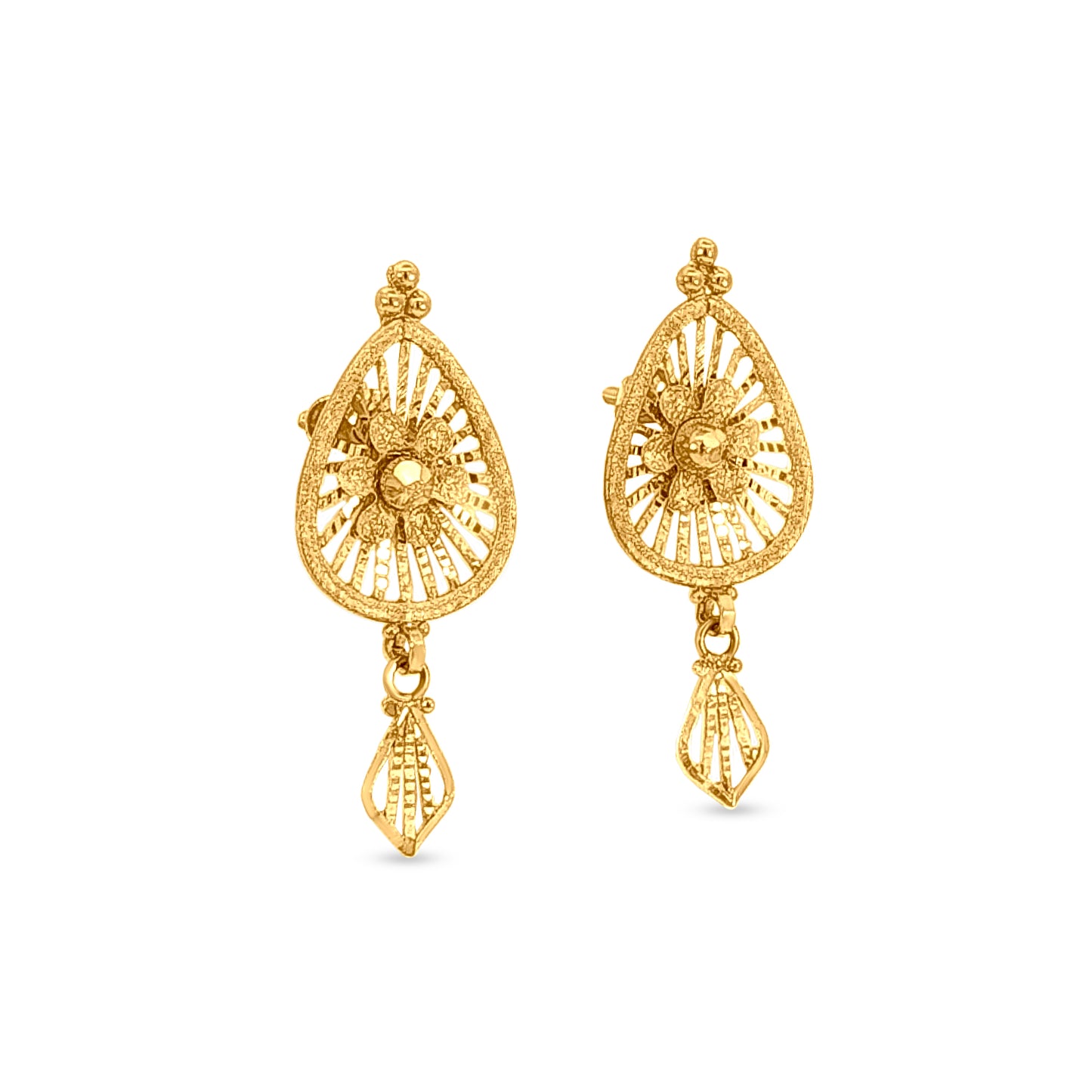 Divya Abharana: 22K Yellow Gold Stunning Charm Pendant and Earrings Set