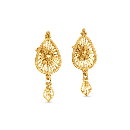 Divya Abharana: 22K Yellow Gold Stunning Charm Pendant and Earrings Set
