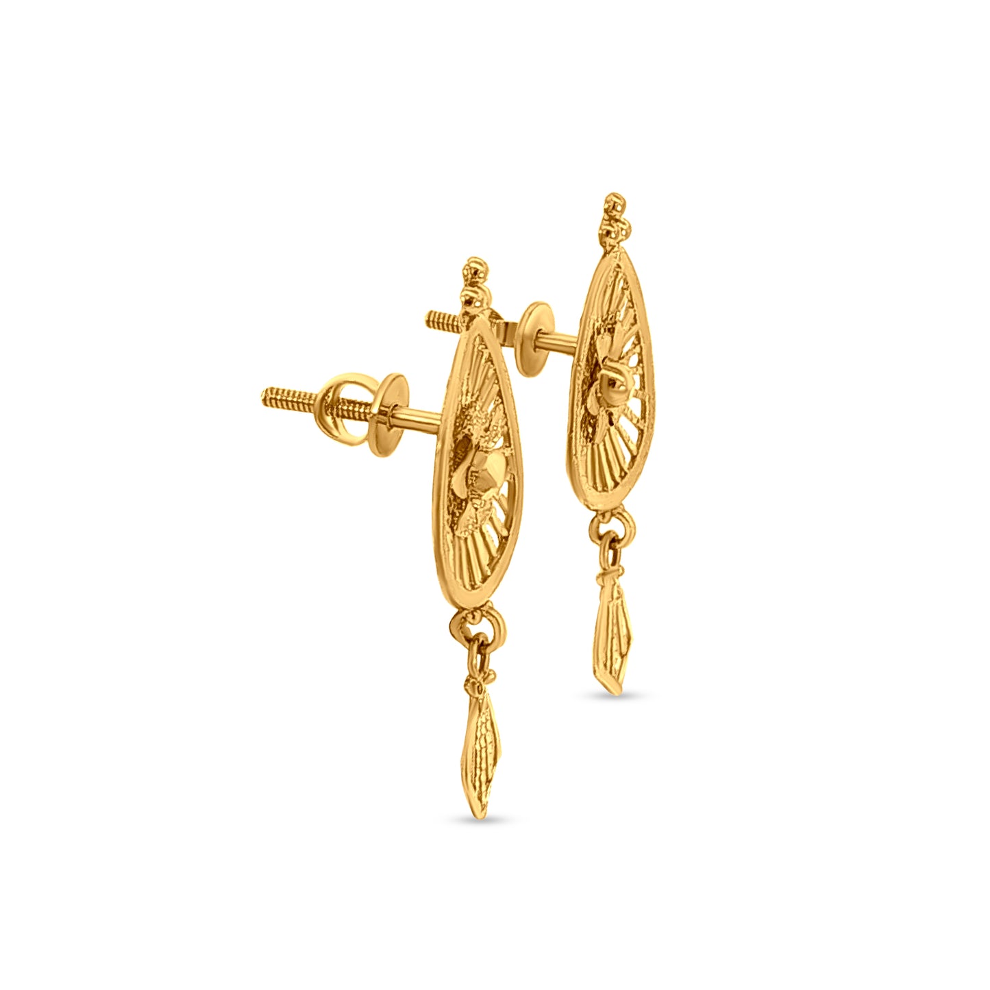 Divya Abharana: 22K Yellow Gold Stunning Charm Pendant and Earrings Set