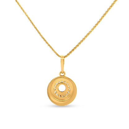 Suvarna Mudrika: 22K Yellow Gold Round Button Pendant and Earring Set