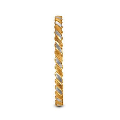 Textured Bangle Set In 22K Gold With Rhodium