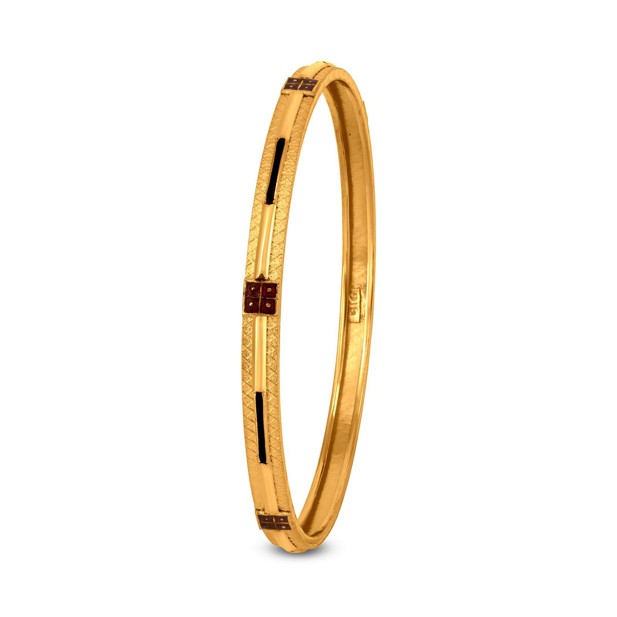 Enamel Accented Bangle Set In 22K Gold