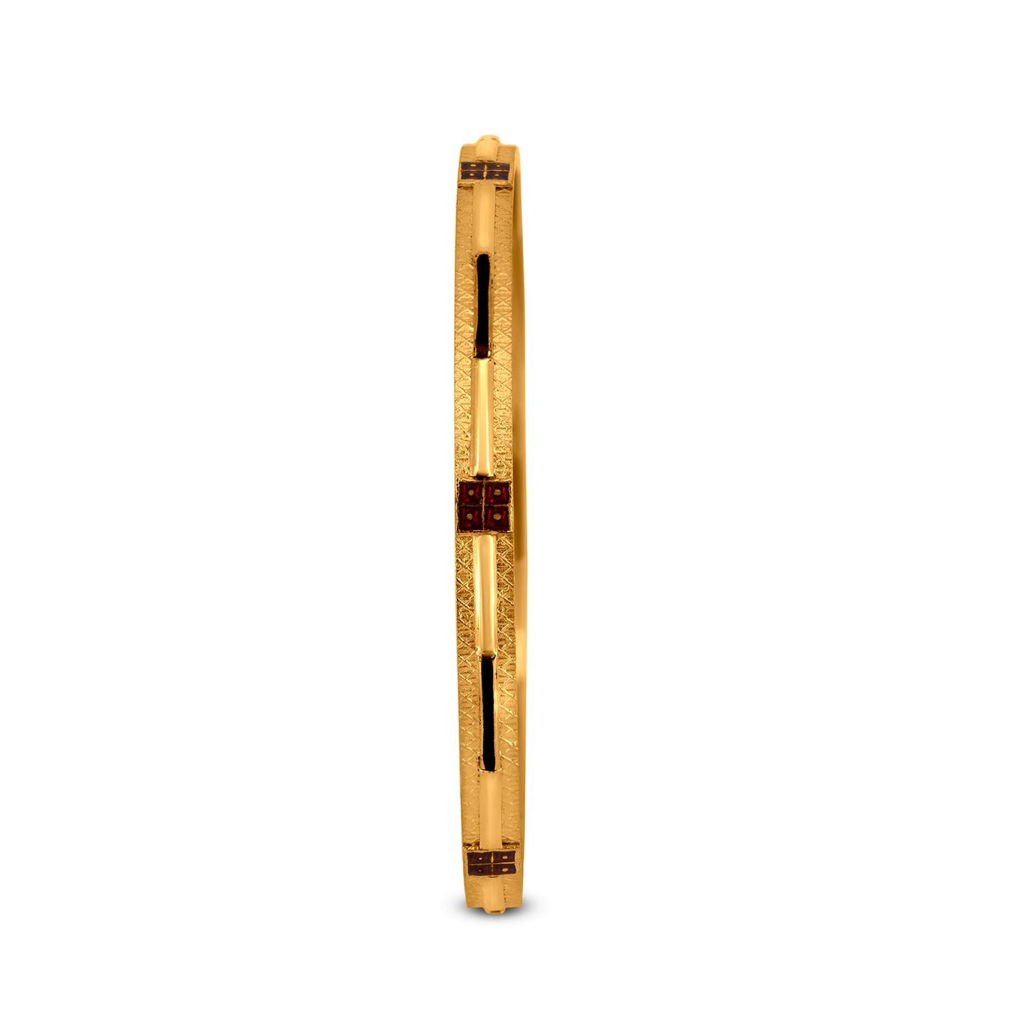Enamel Accented Bangle Set In 22K Gold