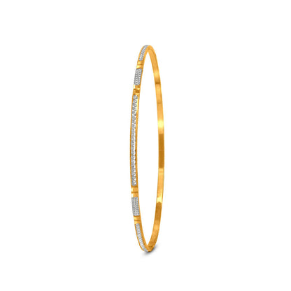 Rhodium Accented Bangle Set In 22K Gold