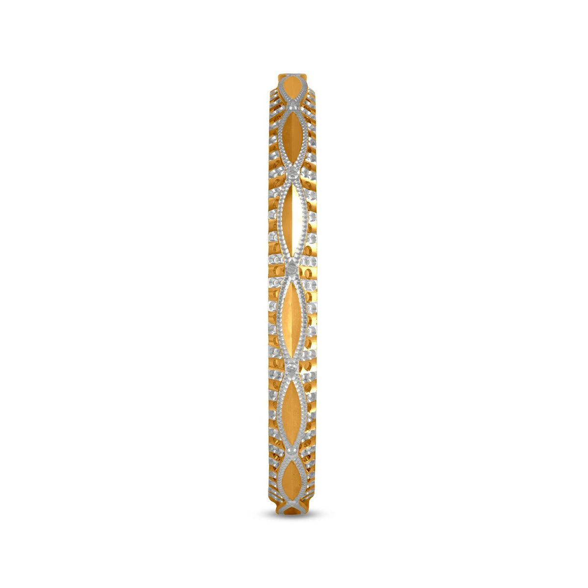 Ornate Bangle Set In 22K Gold With Rhodium