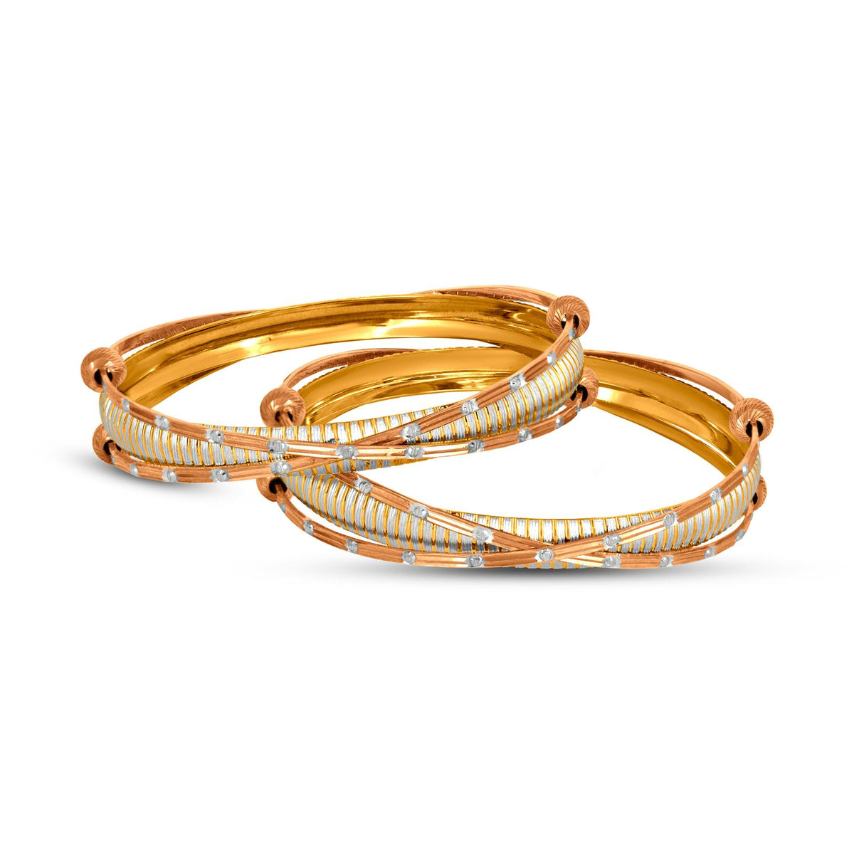 Intertwined Bangle Set In 22K Gold With Rhodium