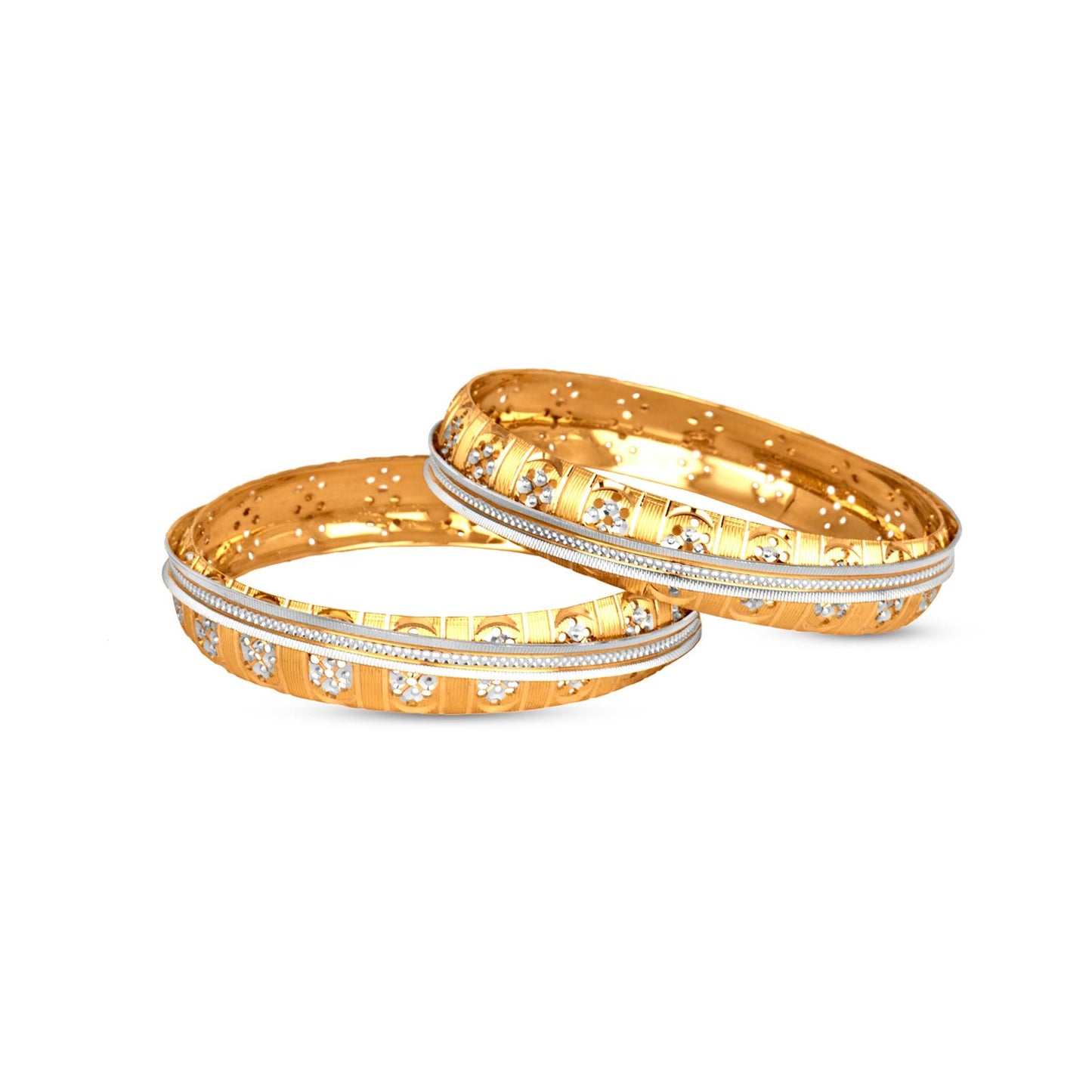 Prerna Bangle Set In 22K Gold With Rhodium