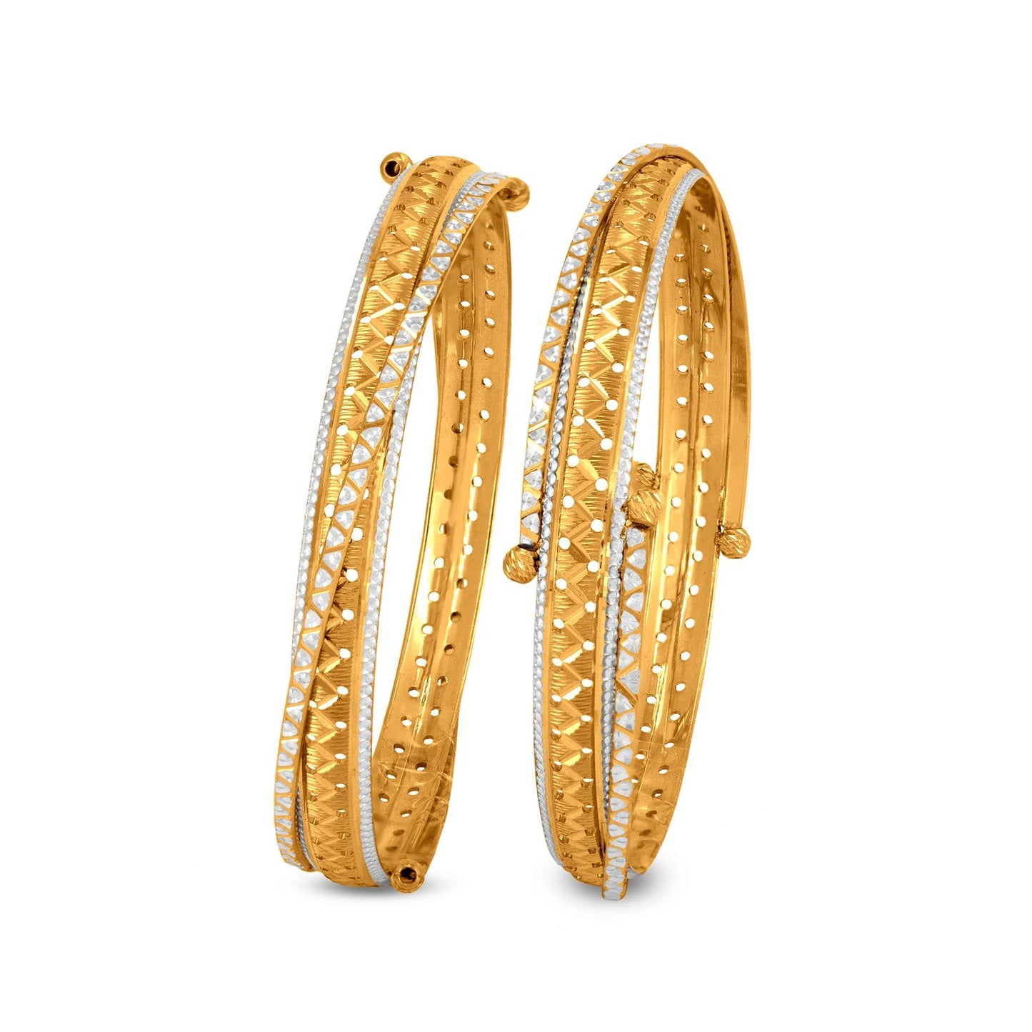Patla Bangle In 22K Gold With Rhodium