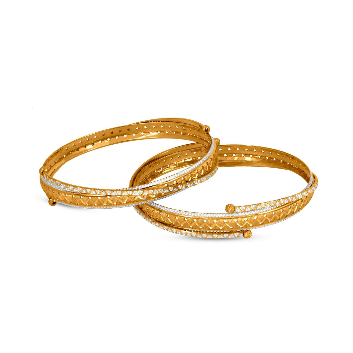 Patla Bangle In 22K Gold With Rhodium