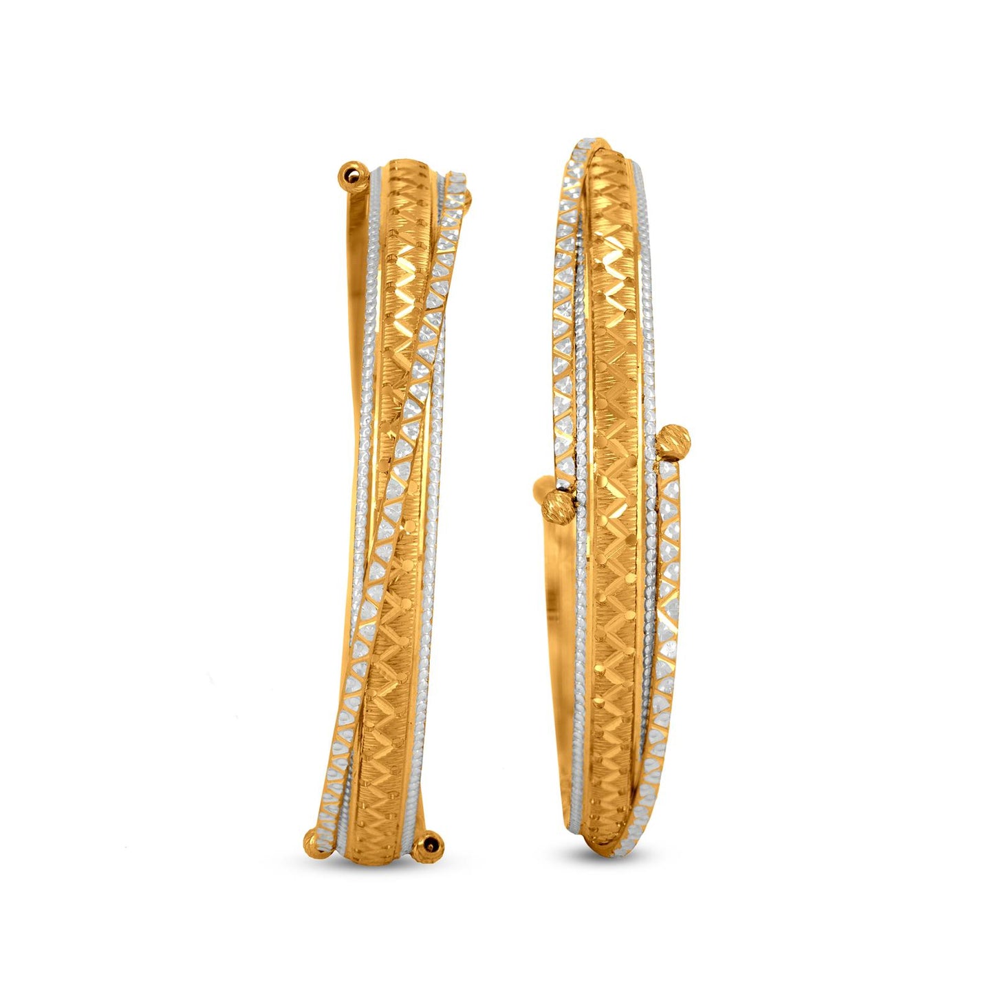 Patla Bangle In 22K Gold With Rhodium