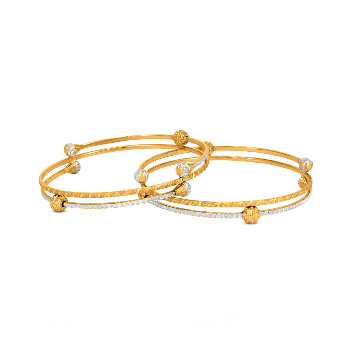 Spiral Bangle In 22K Gold With Rhodium