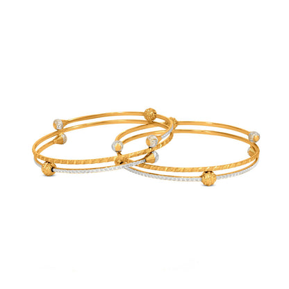 Spiral Bangle In 22K Gold With Rhodium