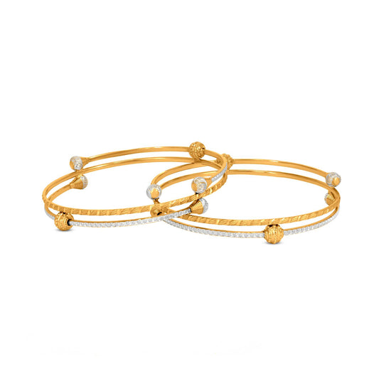 Spiral Bangle In 22K Gold With Rhodium