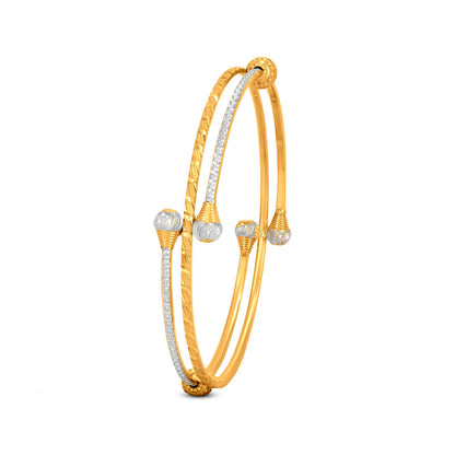 Spiral Bangle In 22K Gold With Rhodium