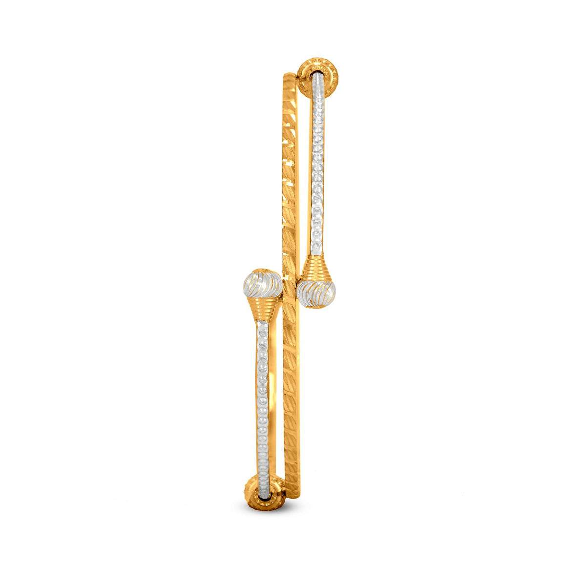 Spiral Bangle In 22K Gold With Rhodium