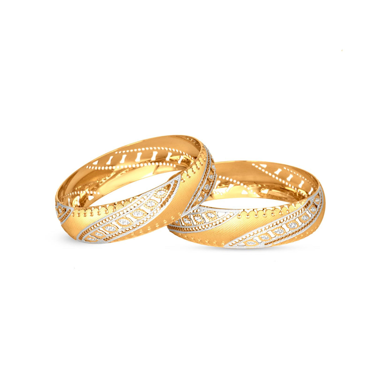 Ziva Bangle Set In 22K Gold With Rhodium