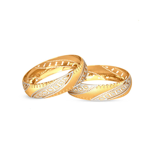 Ziva Bangle Set In 22K Gold With Rhodium