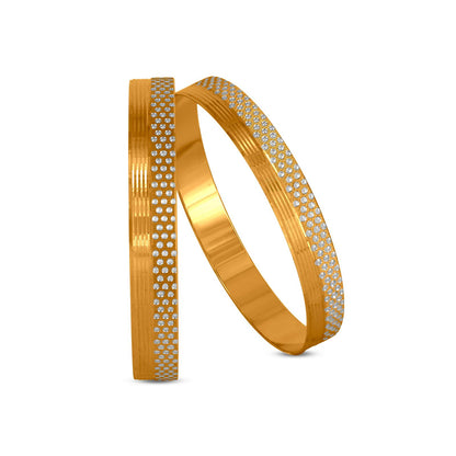 Dotted Bangle Set In 22K Gold With Rhodium