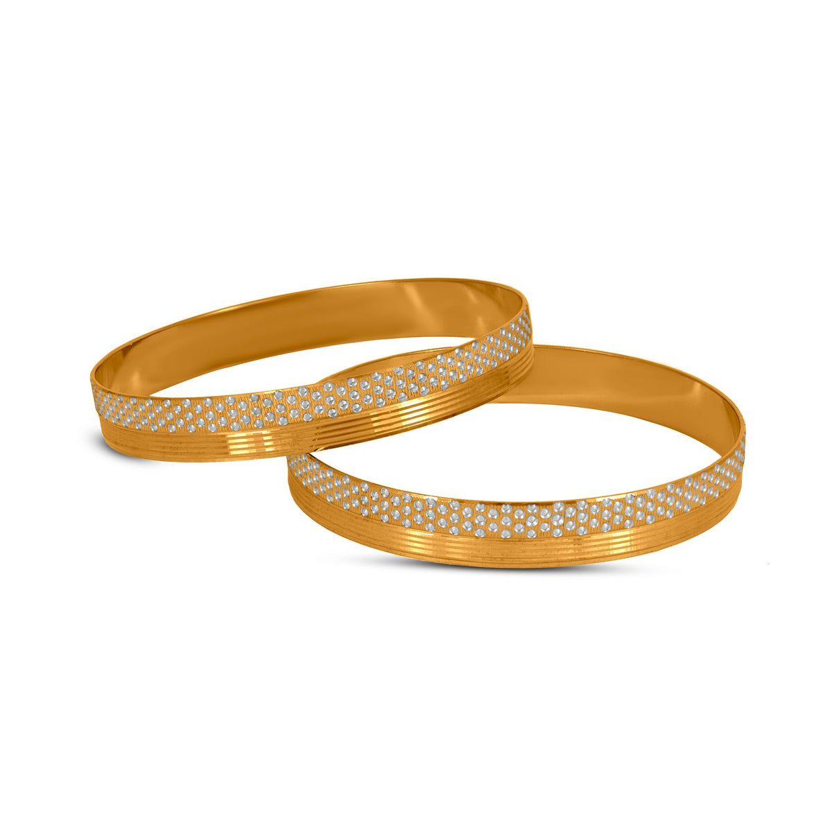 Dotted Bangle Set In 22K Gold With Rhodium