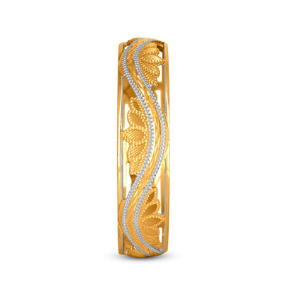 Lotus Bangle Set In 22K Gold With Rhodium