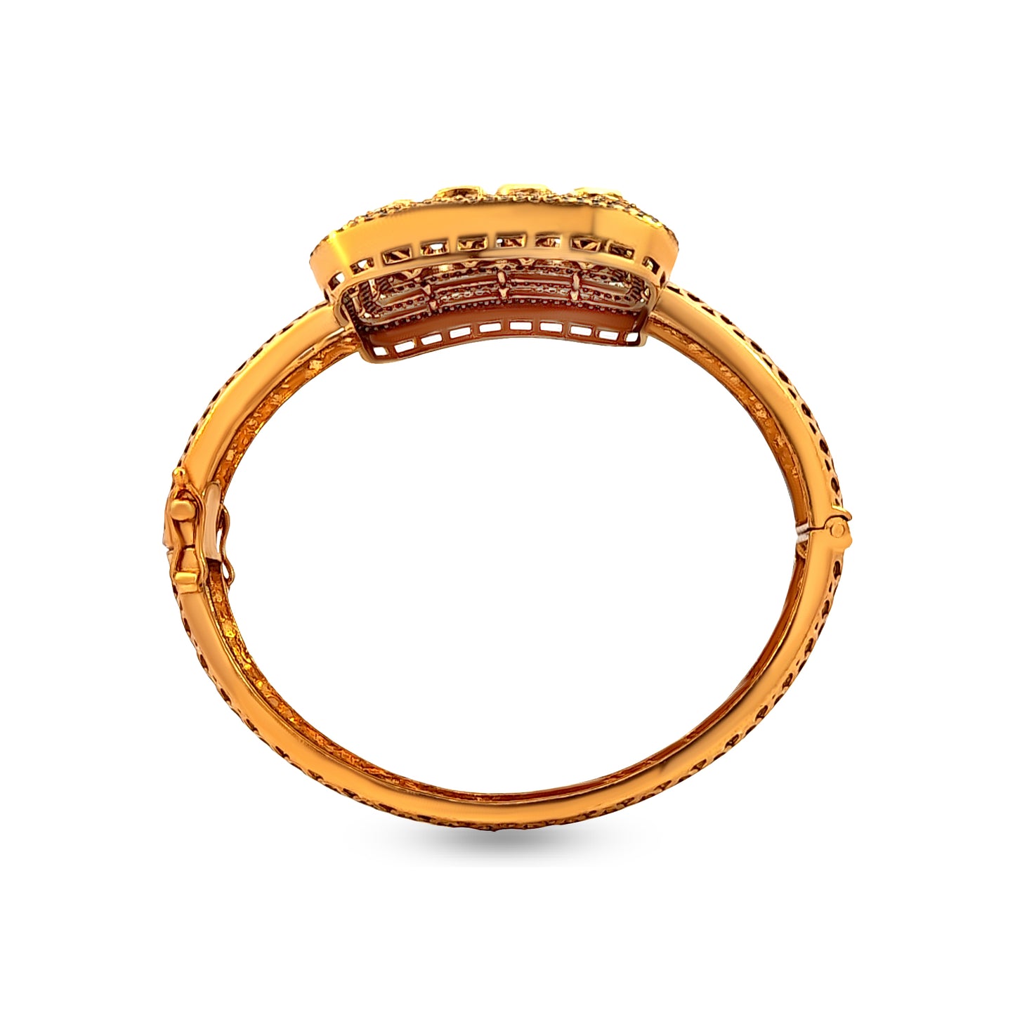 Mallika's Royal 925 Silver Kundan Openable Cuff Bangle