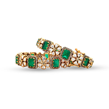 Aaliyah's Royal 925 Silver Kundan Openable Cuff Bangle