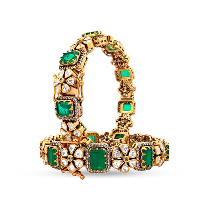 Aaliyah's Royal 925 Silver Kundan Openable Cuff Bangle