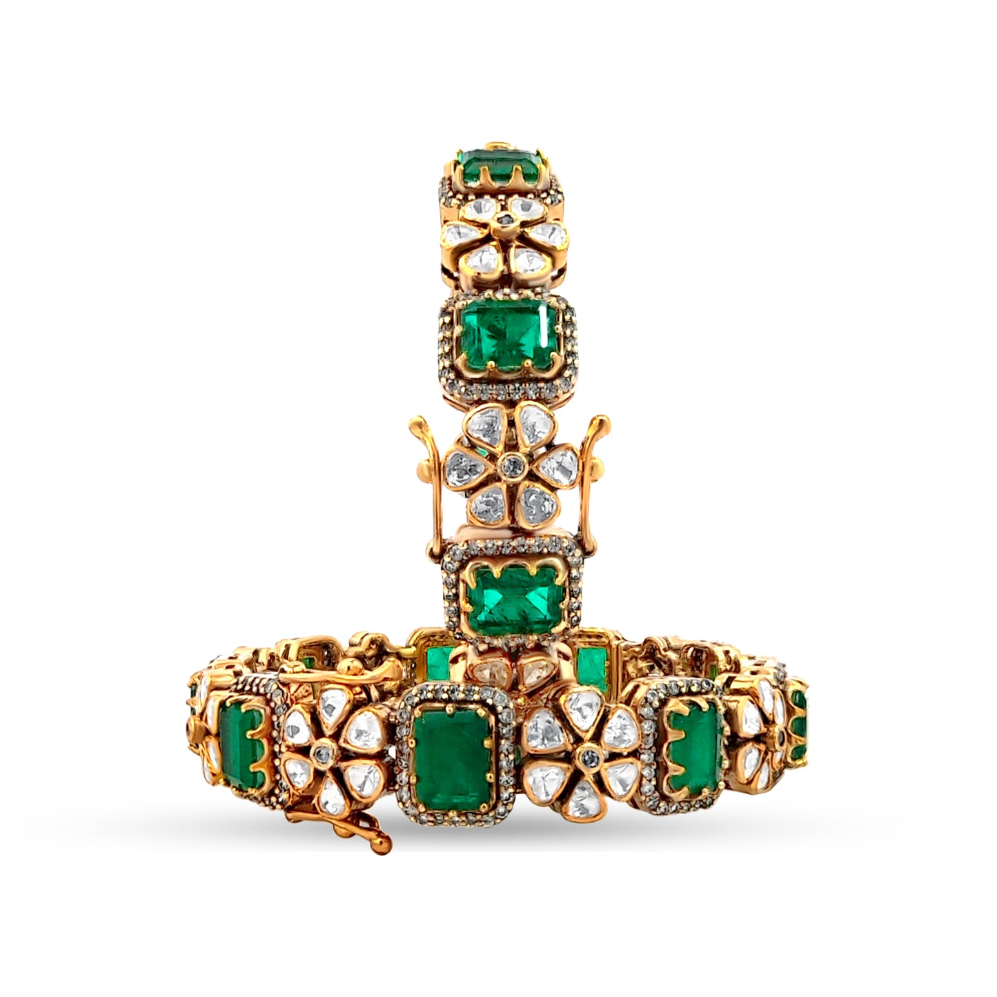 Aaliyah's Royal 925 Silver Kundan Openable Cuff Bangle