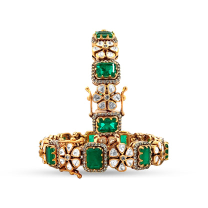 Aaliyah's Royal 925 Silver Kundan Openable Cuff Bangle