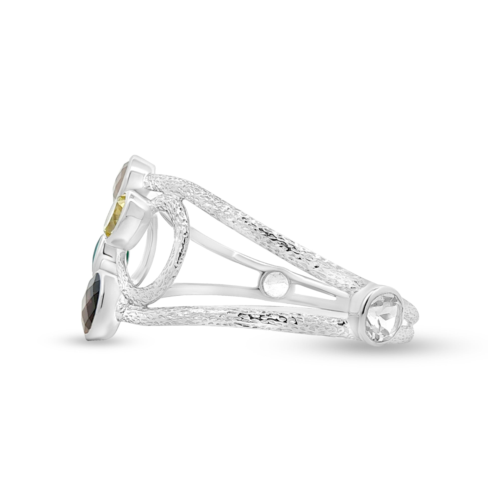 925 Silver Cuff Bangles with Multi Colour Stones