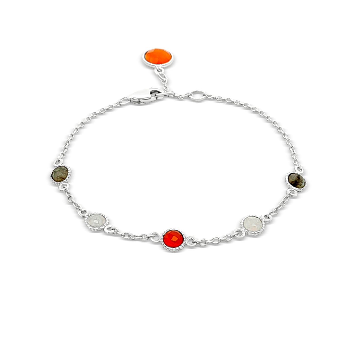 Jiyara: Silver Bracelet with Colorful Stones