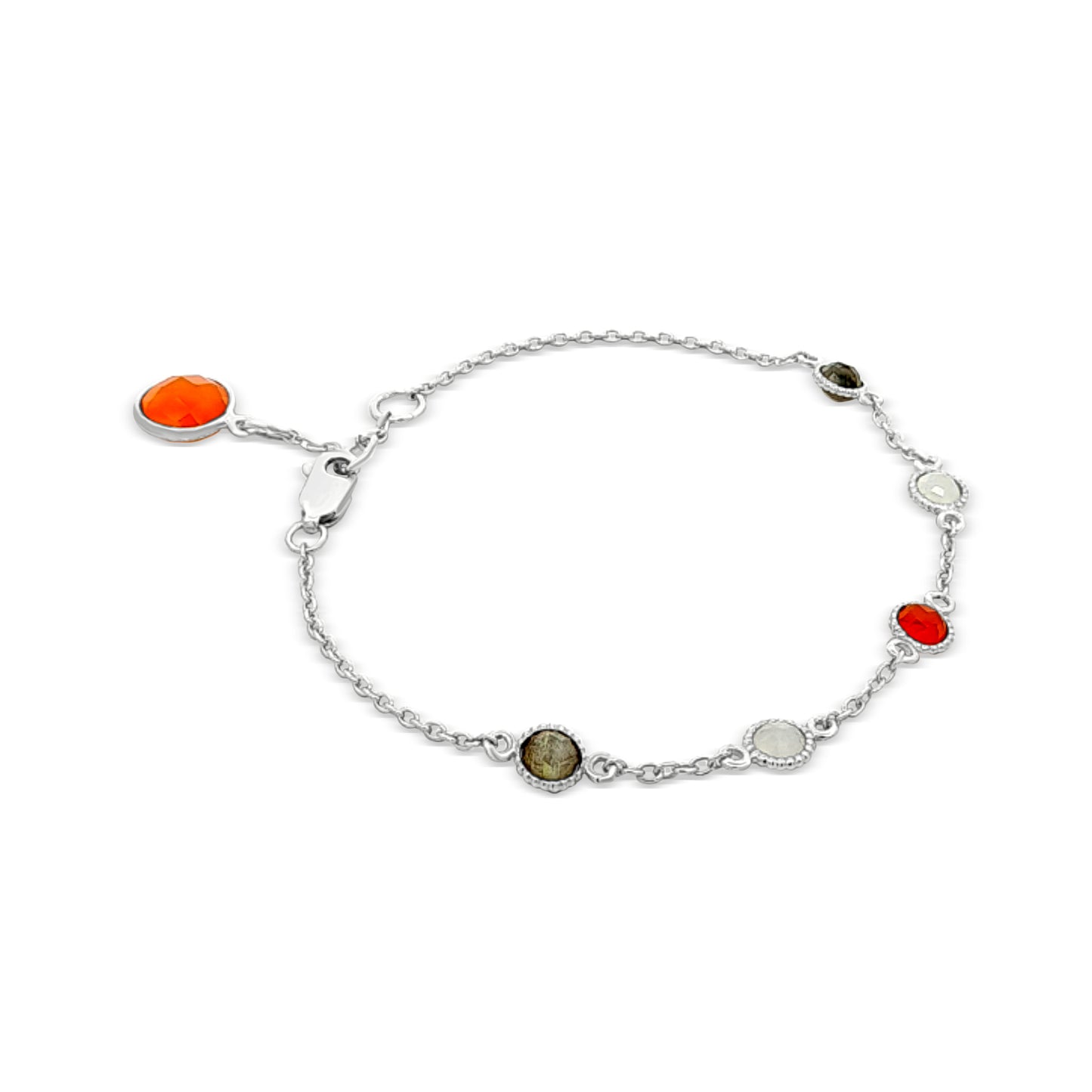 Jiyara: Silver Bracelet with Colorful Stones