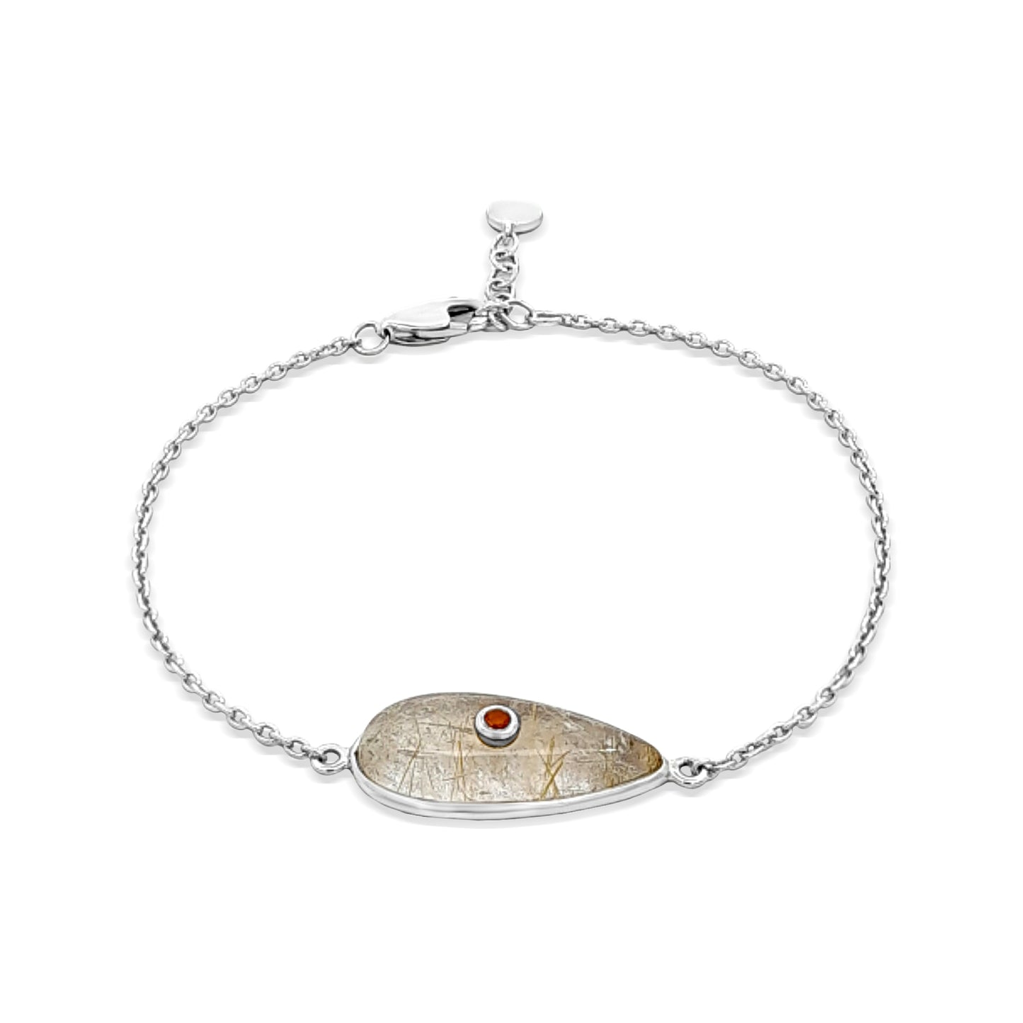 Navya Majesty: Sterling Silver Bracelet with Bold Statement Stone