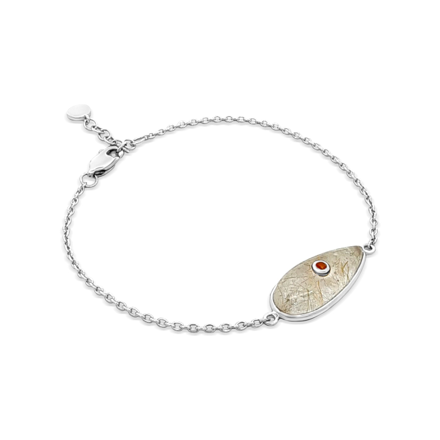 Navya Majesty: Sterling Silver Bracelet with Bold Statement Stone