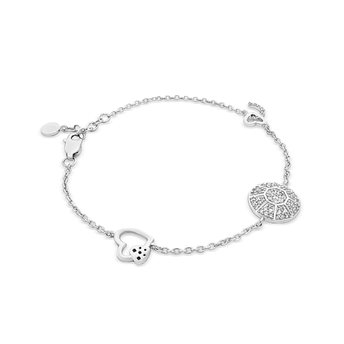 Myra Love:Sterling Silver Bracelet with Small Heart Charm
