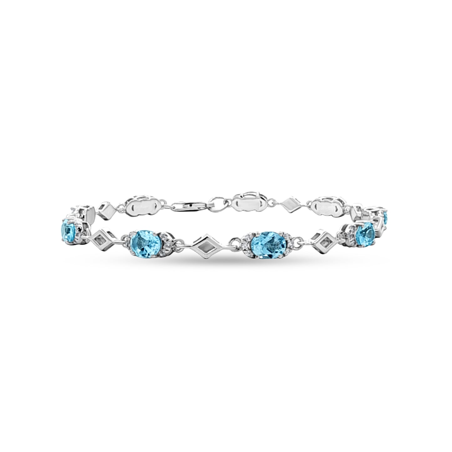 Meera Ocean: Sterling Silver Bracelet with Aquamarine Color Stone