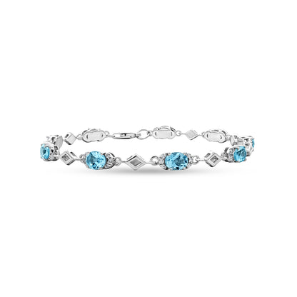 Meera Ocean: Sterling Silver Bracelet with Aquamarine Color Stone