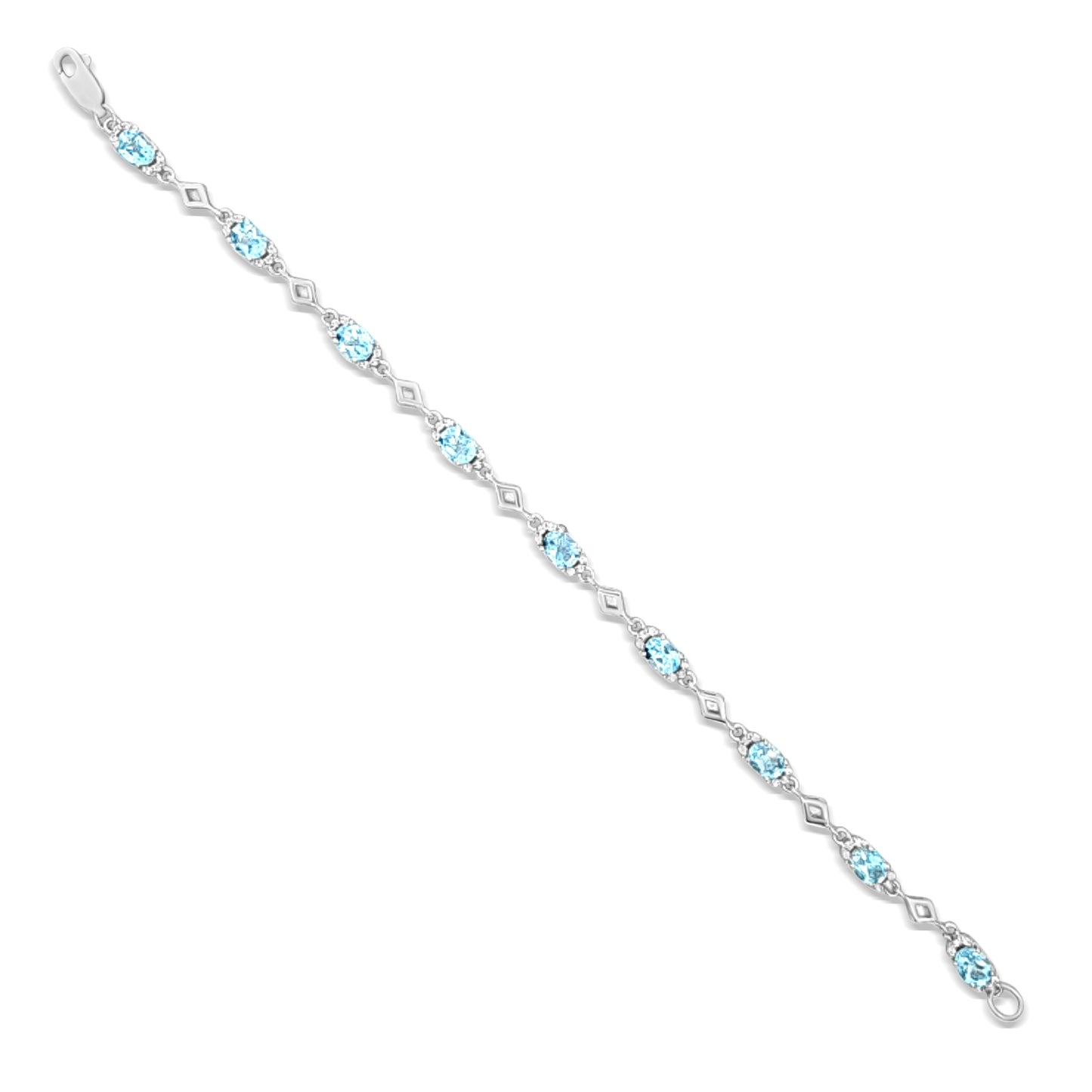 Meera Ocean: Sterling Silver Bracelet with Aquamarine Color Stone
