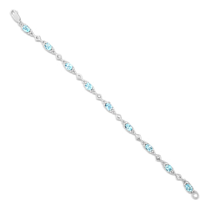 Meera Ocean: Sterling Silver Bracelet with Aquamarine Color Stone