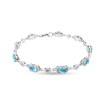 Meera Ocean: Sterling Silver Bracelet with Aquamarine Color Stone