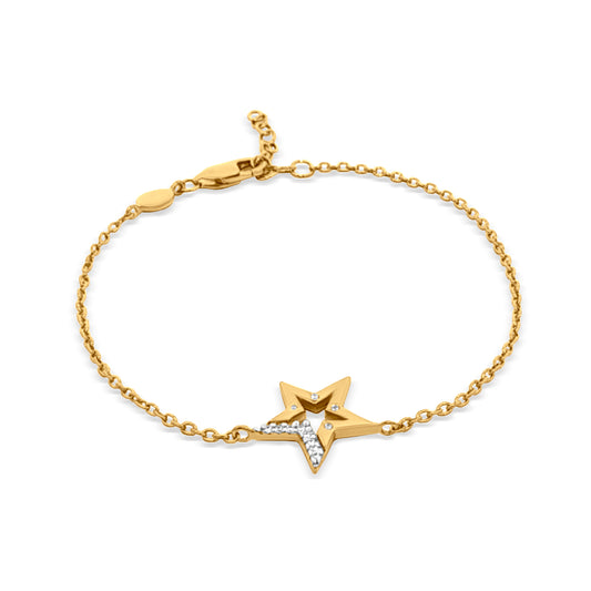 Sanya Stardust: Sterling Silver Gold-Tone Star Motif Bracelet