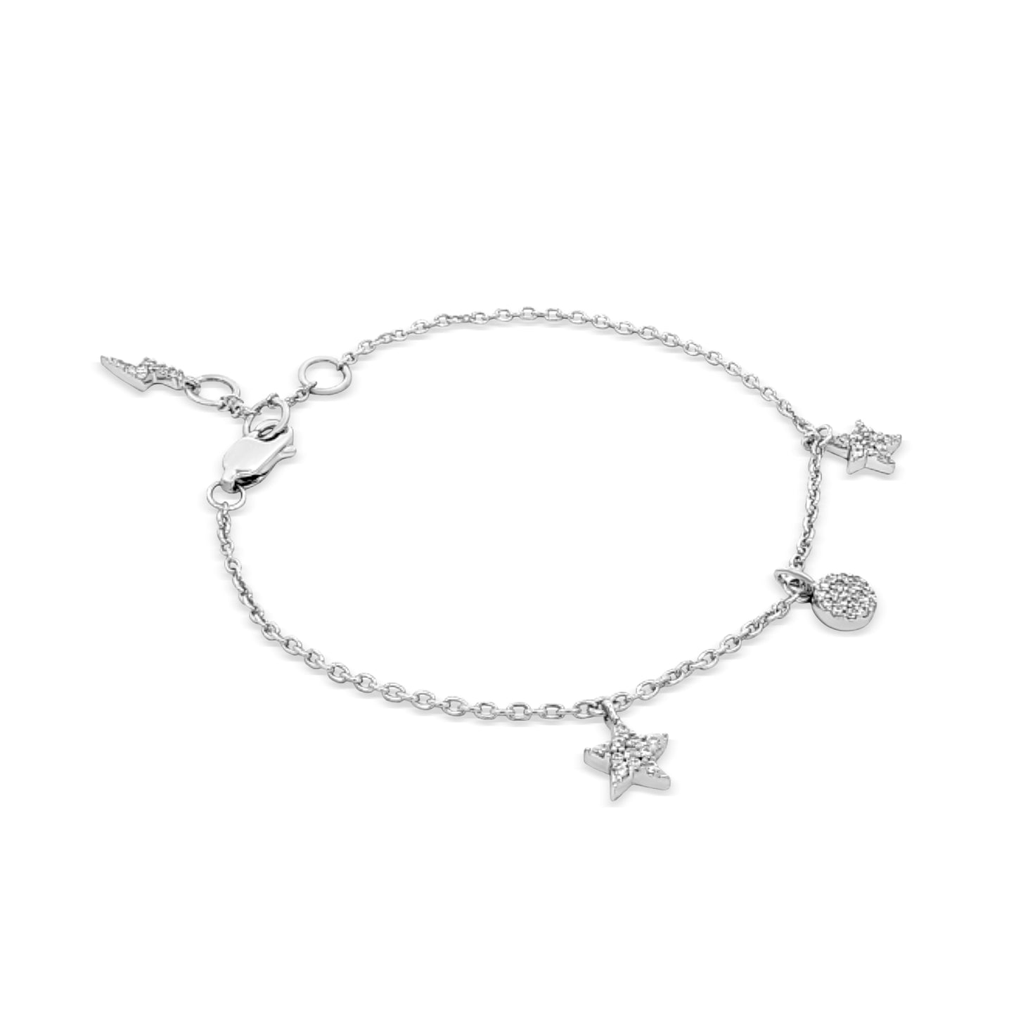 Riya Glimmer: Sterling Silver Bracelet with Charms & Trinkets